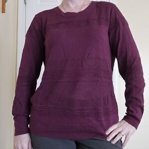 Market & Spruce Burgundy Textured Long Sleeve Sweater Large